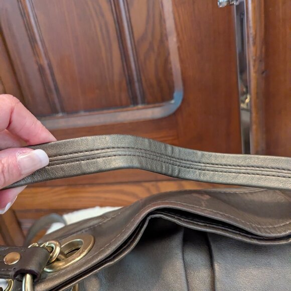 Coach Ashley F17605 Metallic Leather Shoulder Crossbody Bag Purse Bronze Gold - Picture 11 of 13